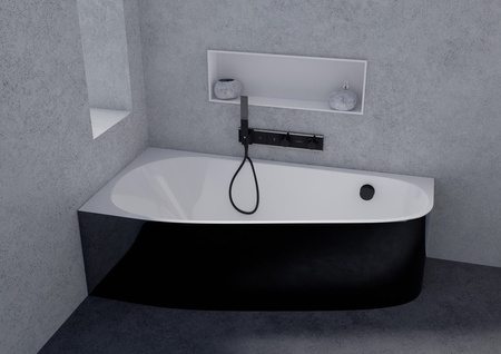 PROJEKTA L MONOLITH wanna narożna 156x77x60cm, biały/czarny