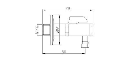 Zawór kątowy 1/2"x 3/8", nikiel szczotkowany