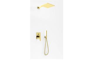 EXPERIENCE Gold Brushed zestaw prysznicowy z deszczownicą 30cm i słuchawką