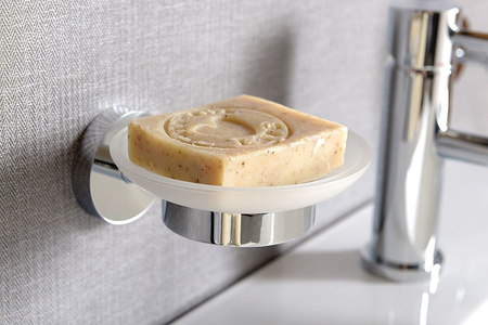 X-ROUND mydelniczka, szkło mleczne, chrom