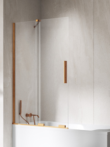 Parawan nawannowy SMART COPPER BRUSHED 1D U 100x150 szkło czyste 8mm Active Shield 2.0 -WSPORNIK SKOŚNY