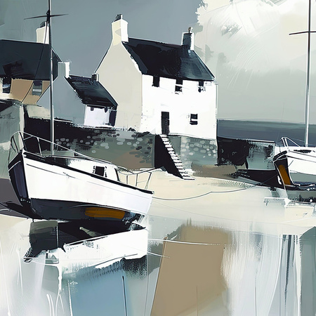 Obraz w ramie „Sea Spirit” – niebieski / szary, 53 × 3 × 53 cm