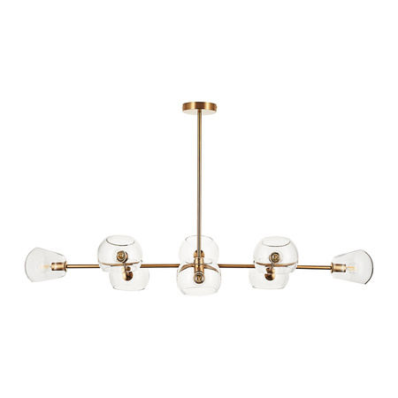 Lampa wisząca COSMIC-8, 85 cm - złoty stelaż, transparentne klosze