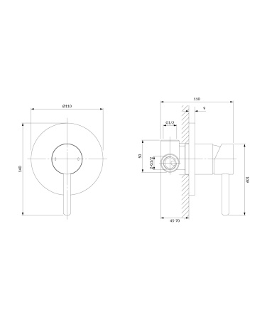 Y bateria prysznicowa podtynkowa, miedź szczotkowana