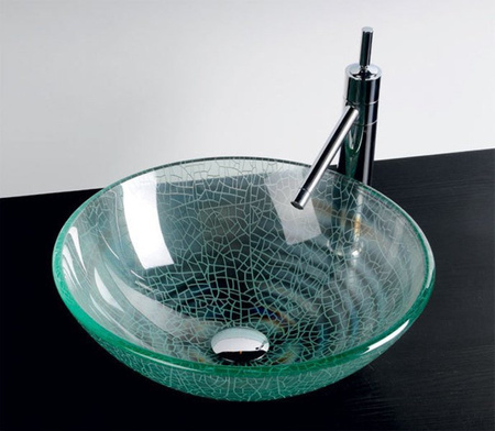 ICE szklana umywalka nablatowa średnica 42cm, czysty z piaskowaniem