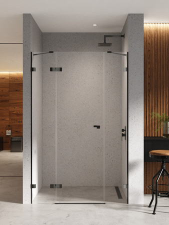 NZ4 Drzwi wnękowe EVENTA BLACK CHROME PLUS 1D L 150x200 szkło czyste 8mm Active Shield 2.0