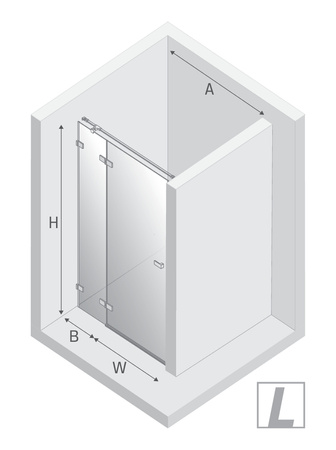 NZ2 Drzwi wnękowe AVEXA NICKEL BRUSHED 1D L 140x200 szkło czyste 6mm Active Shield 2.0