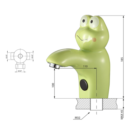Bateria sensorowa stojąca ceramiczna 6V DC (4xAA), żaba, zielony