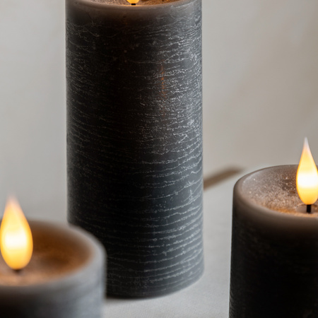 LED 1 Wick Candle Grey 3pk 70x70x150mm