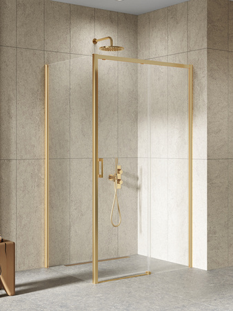 NZ4 Kabina prysznicowa PRIME GOLD BRUSHED 1D prostokątna L 160x100x200 szkło czyste 6mm Active Shield 2.0