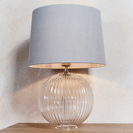 Lampa stołowa – przezroczysty / satynowy nikiel, 25 × 25 × 34 cm