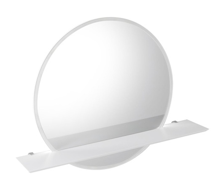 VISO okrągłe lustro z oświetleniem LED, ø 70cm, półką, biały mat
