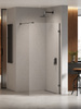 Kabina prysznicowa EVENTA BLACK CHROME WALK-IN U 80x200 szkło czyste 8mm Active Shield 2.0