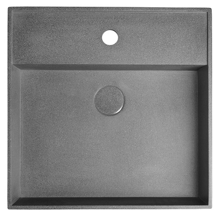 QUADRADO umywalka betonowa z korkiem, 46x46cm, czrany granit