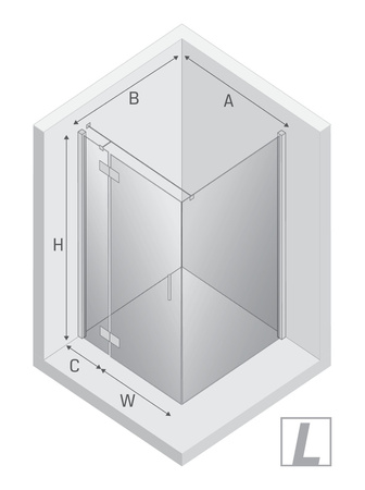 Kabina NESTA chrom 1D prostokątna L 90x70x200 czyste 6mm Active Shield 2.0