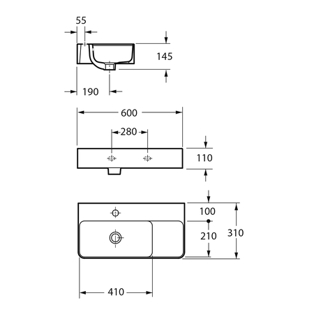 ISTIA umywalka ceramiczna, 60x41cm, biały