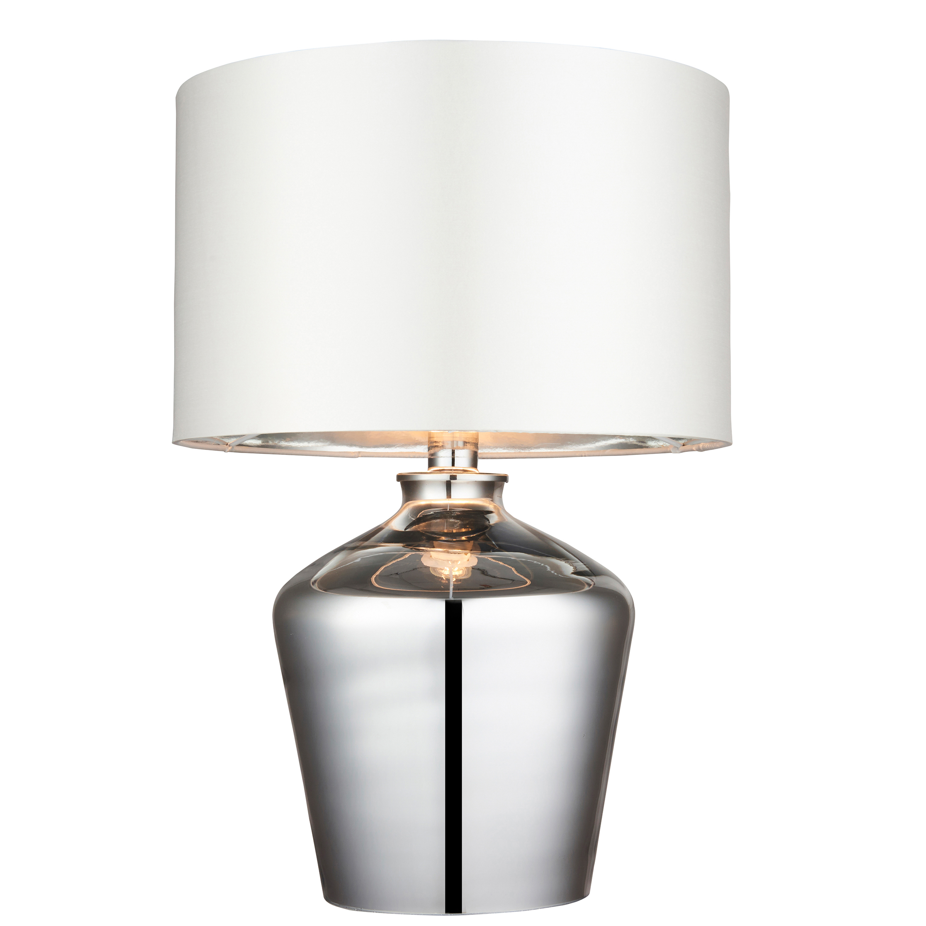 Lampa stołowa Waldorf – chrom / kość słoniowa, 32 × 32 × 47 cm