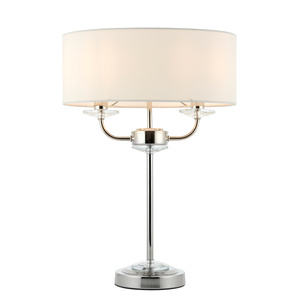Lampa stołowa Nixon – błyszczący nikiel / vintage biały, 38 × 20 × 54 cm