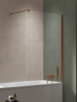 NZ4 Parawan nawannowy NESTA COPPER BRUSHED stały U 50x140 szkło czyste 8mm Active Shield 2.0 - wsp. równoległy