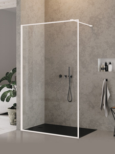 NZ6 Kabina NEW MODUS WHITE walk-in U 110x200 szkło czyste 8mm Active Shield 2.0 - wzór ramka