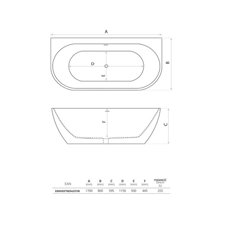 Wanna przyścienna Baloa 1700