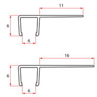 Zestaw uszczelek pionowych do szkła 6/6mm, 1900mm