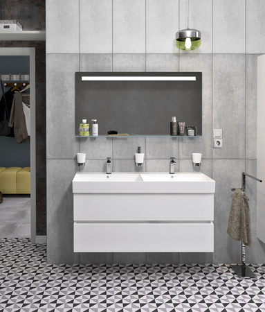 ODETTA szafka umywalkowa 118x50x43,5cm, biały połysk