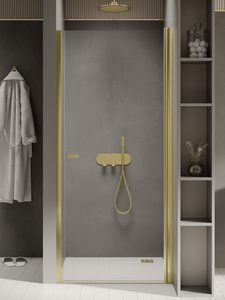 Drzwi wnękowe NEW SOLEO LIGHT GOLD 1D U 100x195 szkło czyste 6mm Active Shield 2.0