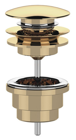 Odpływ umywalkowy, 5/4'', click-clack, duży grzybek, 10-65mm, złoto