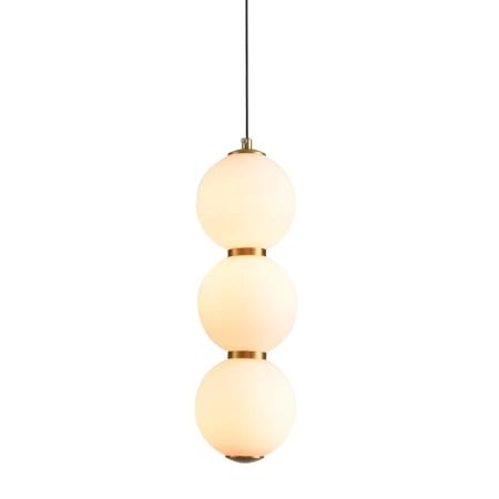 Lampa wisząca PERLA LED 12 cm - złoty akcent z trzema białymi kloszami
