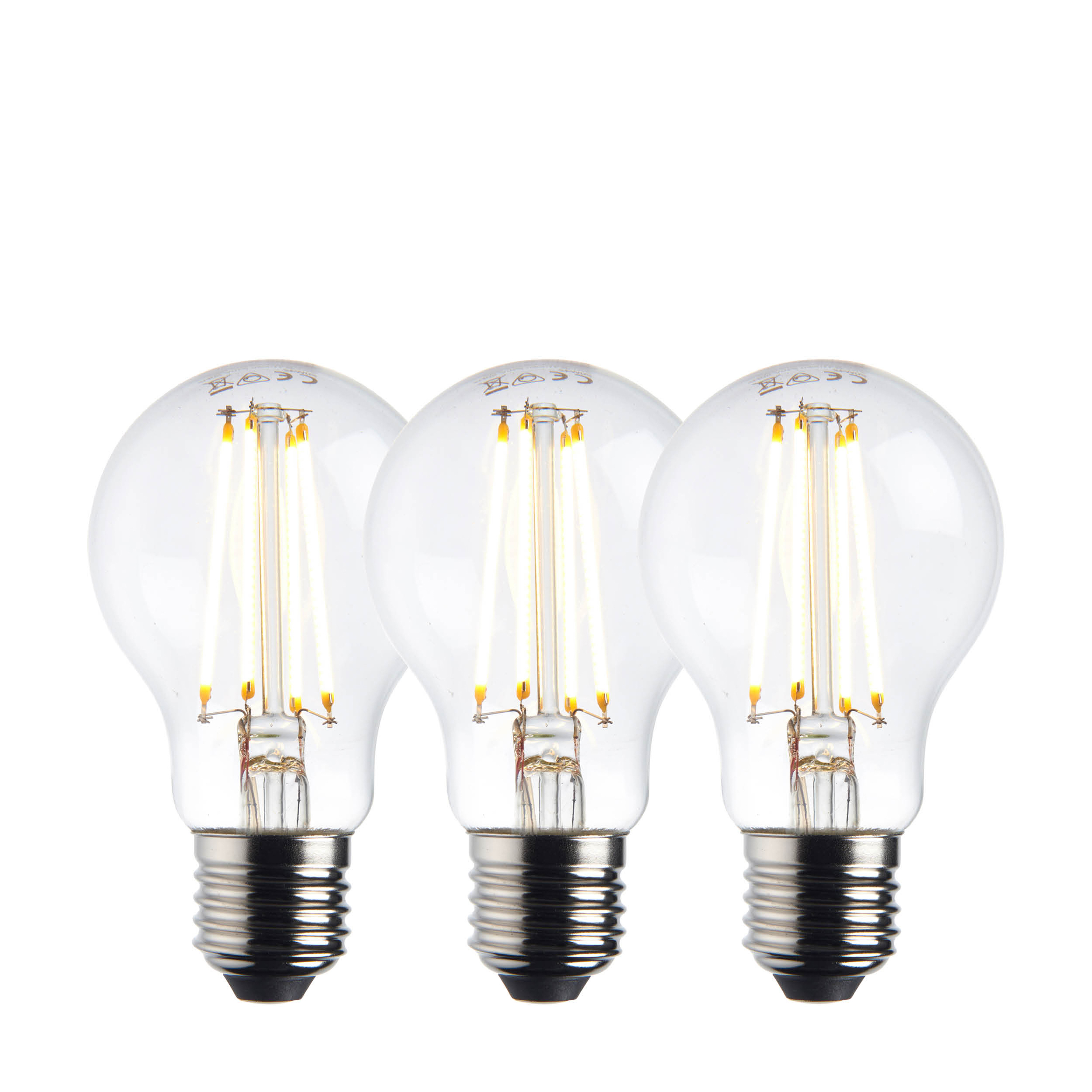 Żarówka LED – przezroczysta, E27 GLS, 44 K, 6 × 6 × 10,6 cm, zestaw 3 szt.
