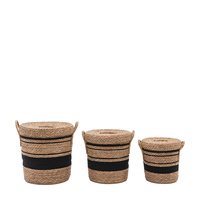 Linen Basket Nest Black Stripe S/3 D370mm