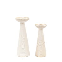 Porto Ceramic Candle Stick White Glaze (Set of 2)