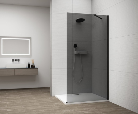 ESCA BLACK MATT jednoczęściowa kabina przysznicowa Walk-In, montaż przy ścianie, szkło dymione, 800 mm