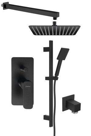 SPY zestaw prysznicowy podtynkowy z baterią podtynkową, 2 wyjścia, czarny mat