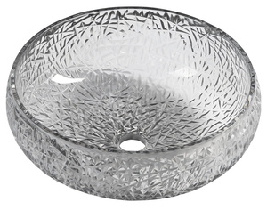 GAVIOTA grawerowana szklana umywalka nablatowa średnica 42cm, czarny