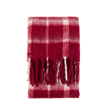 Heritage Check Faux Mohair Throw Red 1300x1700mm