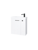 Szafka łazienkowa wisząca z umywalką 55 cm biały mat uchwyt czarny mat NOOK 010-SU55-04+TR41366