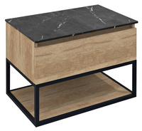 SKARA szafka pod umywalkę 70x50x45cm, czarny mat/dąb alabama