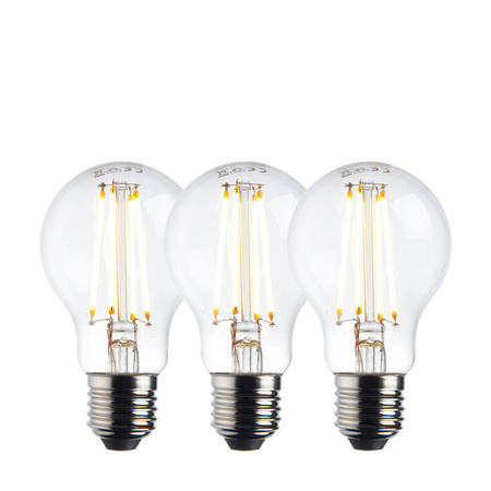 E27 LED Filament GLS (3pk) Clear Glass
