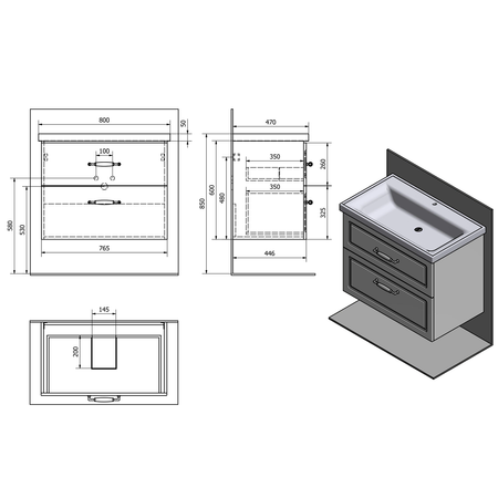 FAVOLO szafka umywalkowa 76,5x60x44,6cm, biały mat