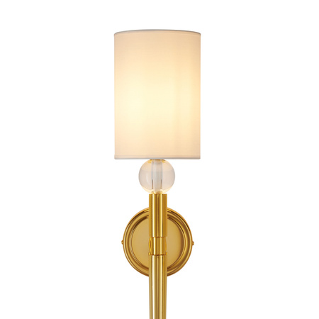 Lampa ścienna DAMA 92 cm-  złoty kinkiet z białym abażurem