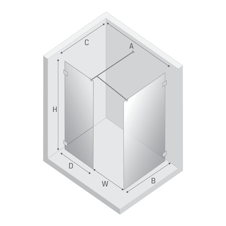 Kabina prysznicowa EVENTA BLACK CHROME WALK-IN U 140x90x200 szkło czyste 8mm Active Shield 2.0