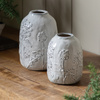 Meadow Embossed Ceramic Vase Stone 175x175x250mm