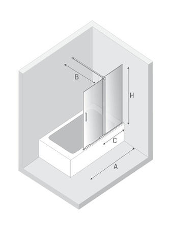 NZ4 Parawan nawannowy SMART GUNMETAL BRUSHED 1D U 160x150 szkło czyste 8mm Active Shield 2.0