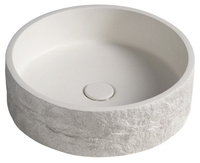 ISPIR betonowa umywalka z odpływem, 40cm, biały piaskowiec