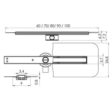 Odpływ liniowy VIMO slim szlif+płytka 900