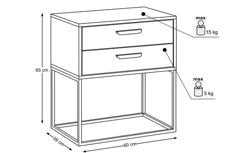 Szafka nocna 60 cm 2 szuflady
