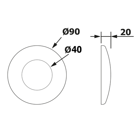 Rozeta 90/40mm, wysokość 20mm, plastik