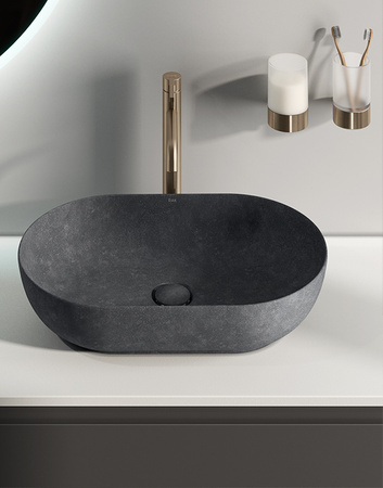 RAK Ceramics SKIN Umywalka slim nablatowa owalna 55x35 cm Carbon Concrete - Efekt kamienia 